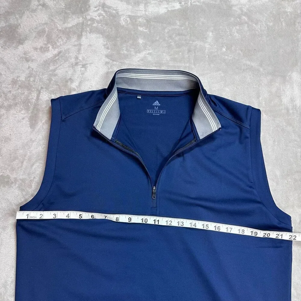 Adidas~Men's~Golf Vest Performance 1/4‎ Zip Pullover Navy Blue Sleeveless~Size M